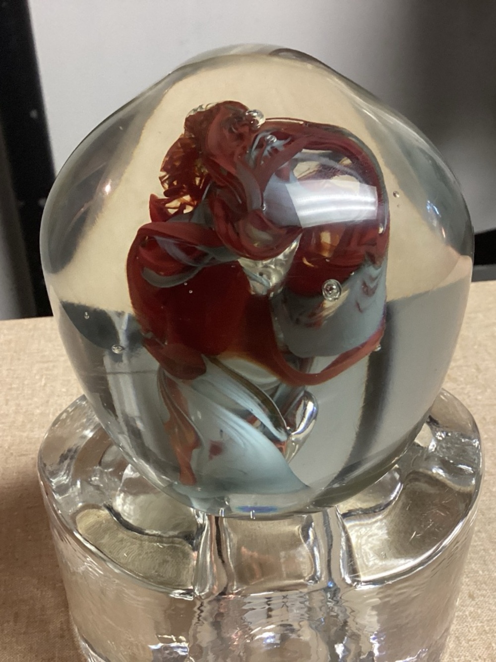 PADRA. PETER BRA HALL GLASS PAPER WEIGHT OLD ONE !!